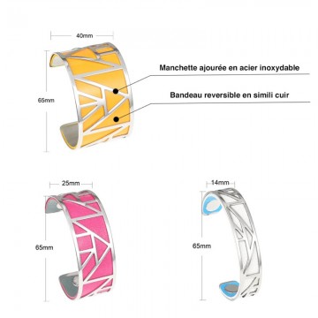 Geometric steel leather georgette bracelet 6