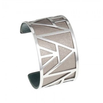 Geometric steel leather georgette bracelet