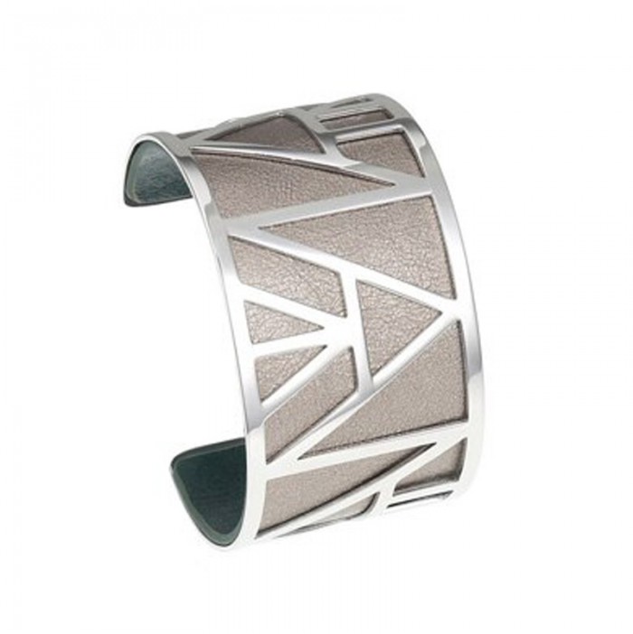 Geometric steel leather georgette bracelet