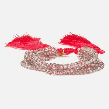 Bracelet perles gris rouge