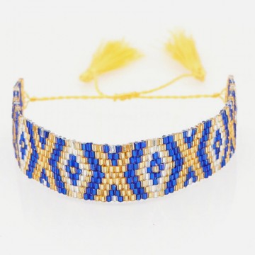 Bracelet miyuki bleu or