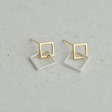 Silver Earrings studs squares