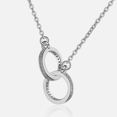 Double circle rhinestone necklace