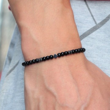 Obsidian Cross Bracelet